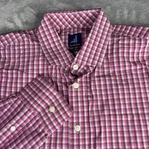 johnnie-O Button Down Men XL Pink Gingham Prep-Formance Stretch Bamboo Shirt